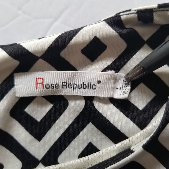Rose Republic B/W Short Sleeve Mini Dress L - Picture 4 of 6